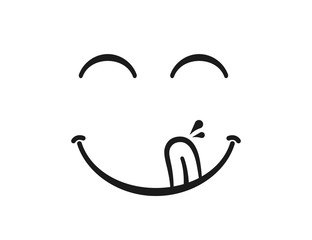 Yummy smile. Delicious, tasty eating emoji face eat with mouth and tongue gourmet enjoying taste