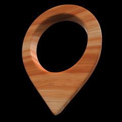 Geo map pin mesh. Place symbol GPS pictogram. 3d render illustration on black background