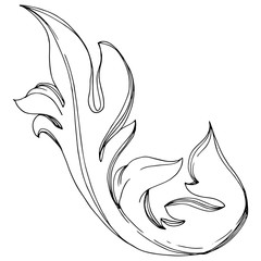 Vector Golden Monogram floral ornament. Black and white engraved ink art. Isolated ornaments illustration element.