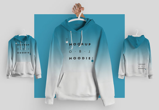 4 Mockups of Hooded Sweatshirts on Hangers