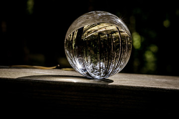 glass crystal ball on black background