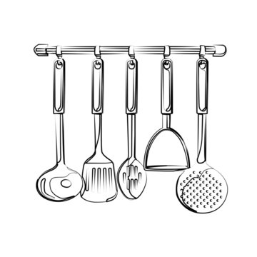 kitchen ware contour vector illustration
