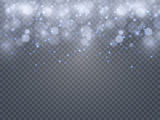 White, golden sparks of stars sparkle with a special light effect. Vector glitters on a transparent background. Christmas abstract pattern. Sparkling particles of magic dust.