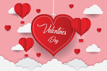 Concept of Valentine's Day, Art paper flying heart balloons. vector illustration. Wallpapers, leaflets, invitations, posters, brochures, banners. EPS 10