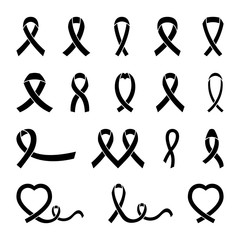 Ribbon against cancer. Vector illustration on a white isolated background. Silhouette. Symbol. Simple style