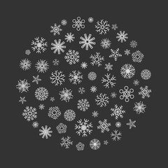 Christmas round banner with snowflakes