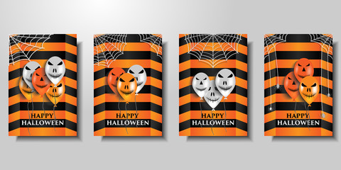 Set of template for your Website Headers or Banner designs  with cobweb, spider, balloons etc. Happy Halloween. Scary Design