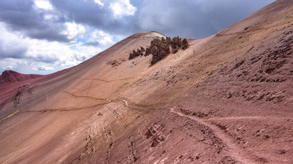 Colourful rock formations in the mineral-rich mountains of Red Valley. Cordillera Vilcanota, Cusco, Peru