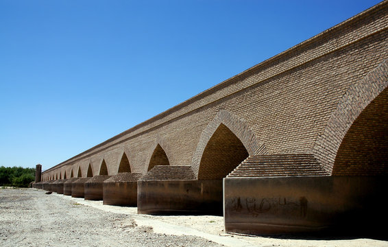 This is the Malan Bridge (Pul-e Malan) which stretches across the Hari River (Harirud) in Herat, Western Afghanistan. It was one of the first bridges built in Herat. A famous bridge in Afghanistan.