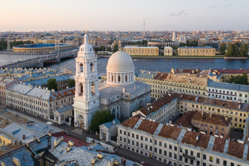 Fototapeta premium Russia. Saint-Petersburg. Catherine's Church on Vasilievsky Island. Top View the town.