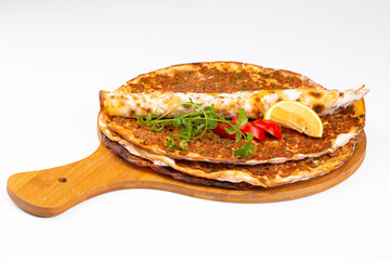 Traditional delicious Turkish food; Turkish pizza; Lahmacun
