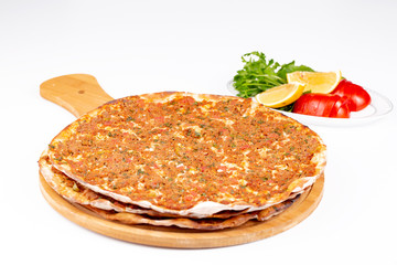 Traditional delicious Turkish food; Turkish pizza; Lahmacun