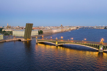 Fototapeta na wymiar Petersburg bridges. Trinity Bridge. White nights in Petersburg. Cities of Russia.