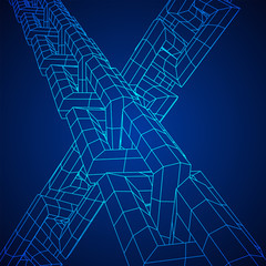 Wireframe BlockChain links. Chain wireframe low poly mesh vector illustration