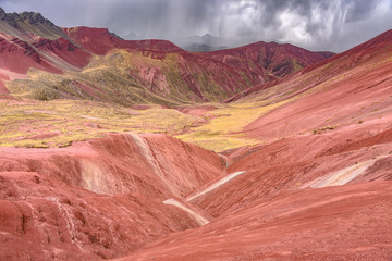 Colourful rock formations in the mineral-rich mountains of Red Valley. Cordillera Vilcanota, Cusco, Peru
