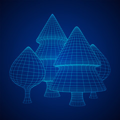 Mesh image of trees. Low poly background. Eco vector. Wireframe low poly mesh vector illustration