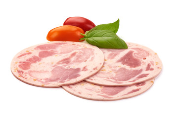 Thinly Sliced Ham, isolated on white background