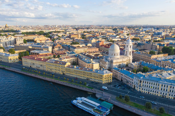 Obraz premium Russia. Saint-Petersburg. Catherine's Church on Vasilievsky Island. Top View the town.