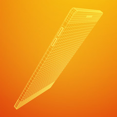 Smartphone mobile touch screen display. Polygonal geometric design connected lines. Wireframe low poly mesh vector illustration.