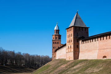 Fototapeta na wymiar The Kremlin walls in Novgorod the Great (Veliky Novgorod), Russia