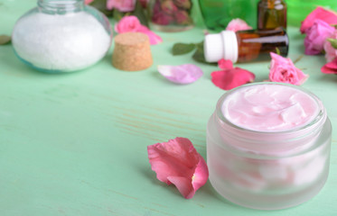 Homemade creame and Ingredients for making skincare products