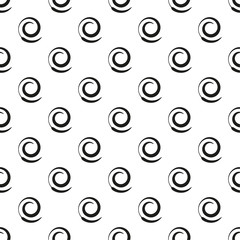 Vector seamless pattern with black spiral and swirl motion elements. Texture for fashion.