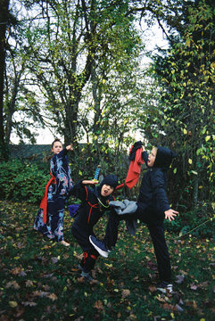 Kids having fun on halloween