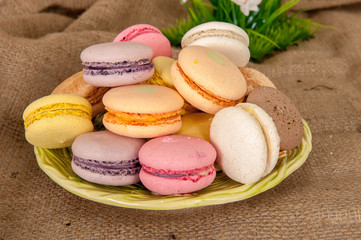 French macaroon cookies on a plate
