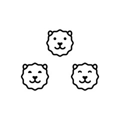 Cute faces of a lion or tiger outline icons, cute animals vector Illustration on a white background