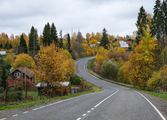 incredibly beautiful automn road in the mountain in the fall