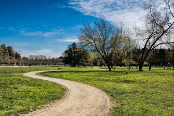 Fototapeta na wymiar kurviger weg im stadtpark von vicenza, italien