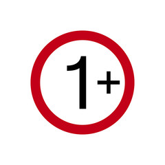 Age restriction symbol. One plus. Abstract concept, icon. Vector illustration on white background.