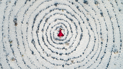 Mystic woman in the middle of a spiral