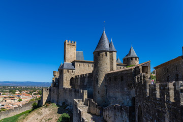 Fototapeta na wymiar CARCASSONNE / FRANCE - SEPTEMBER 12, 2019: Inside the fortress Carcassonne, Languedoc, France