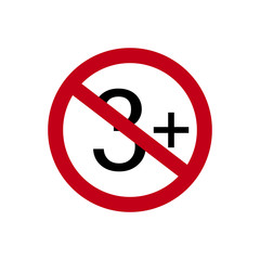 Age restriction symbol. Three plus. Abstract concept, icon. Vector illustration on white background.