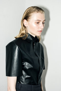 Studio portrait of model shot with a flash