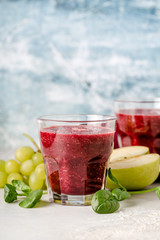 fresh beetroot smoothie, with grapes, spinach and apple