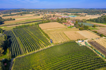 Fototapeta na wymiar Kovačevac (Municipality of Rovišće, Bjelovar Bilogora County, Croatia) from above 