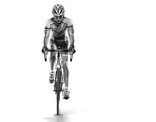 Sport. Athlete cyclists in silhouettes on white background. - obrazy, fototapety, plakaty