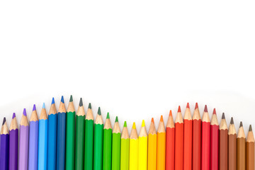 Many colored pencils as a colorful background