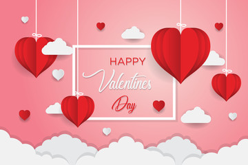 Concept of Valentine's Day, Art paper flying heart balloons. vector illustration. Wallpapers, leaflets, invitations, posters, brochures, banners. EPS 10