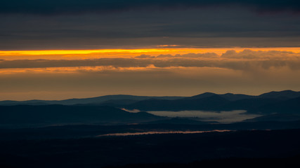 Fototapeta na wymiar Splendis sunrise in the mountains. Bieszczady Mountains. Poland