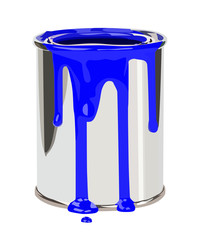 paint can blue realistic vector illustration isolated