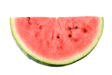 Sliced ripe watermelon isolated on white background. top view