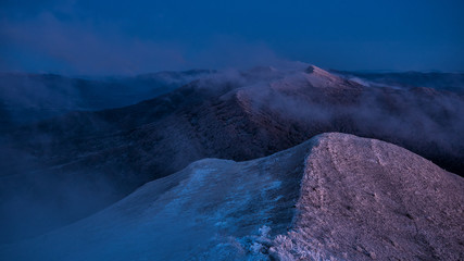 Splendis sunrise in the mountains. Bieszczady Mountains. Poland