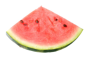 Sliced ripe watermelon isolated on white background. top view