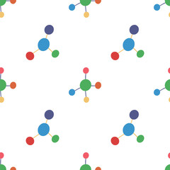 Seamless pattern with molecule for web design, wrapping paper, fabric, wallpaper, background. Decoration science, education, medical element. Abstract vector backdrop.