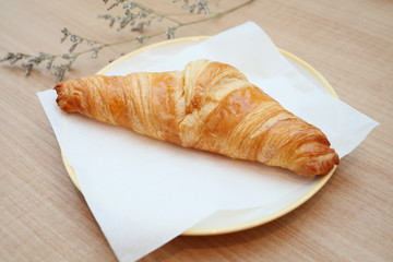 closeup croissant breakfast fresh delicious
