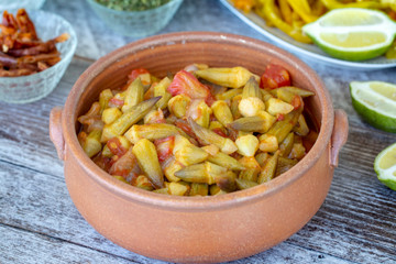 Traditional delicious Turkish food; okra (bamya)