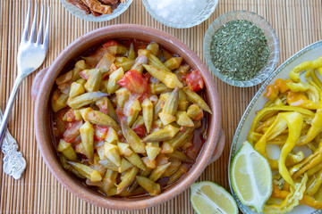 Traditional delicious Turkish food; okra (bamya)